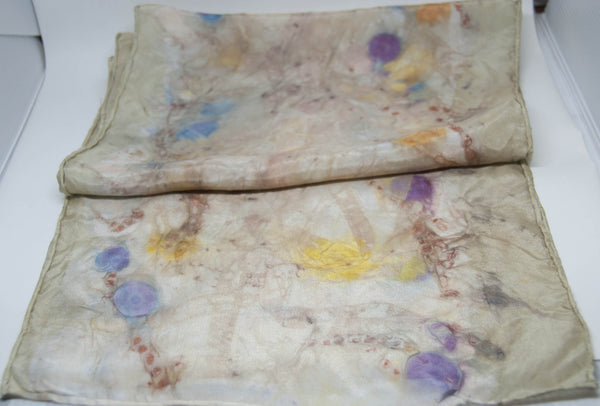 Silk Scarf - Eucalypt and Cosmos flowers